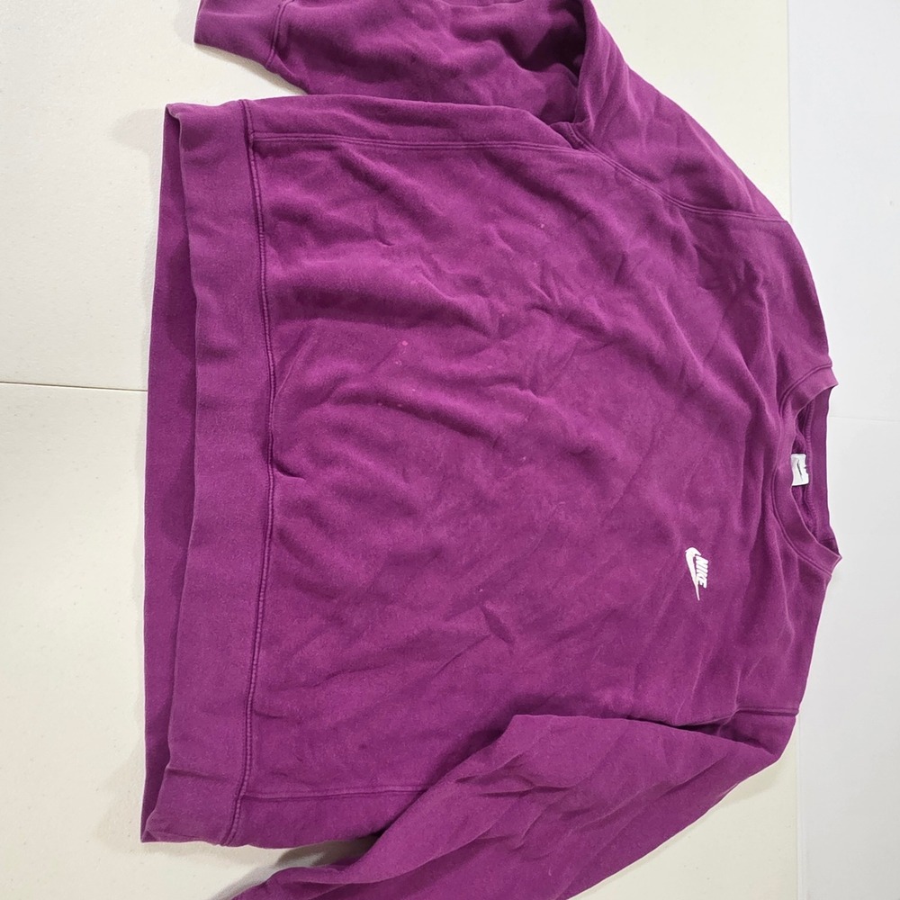 Nike Mens XL Purple Fleece Crewneck Sweatshirt Embroidered Swoosh Logo Relaxed